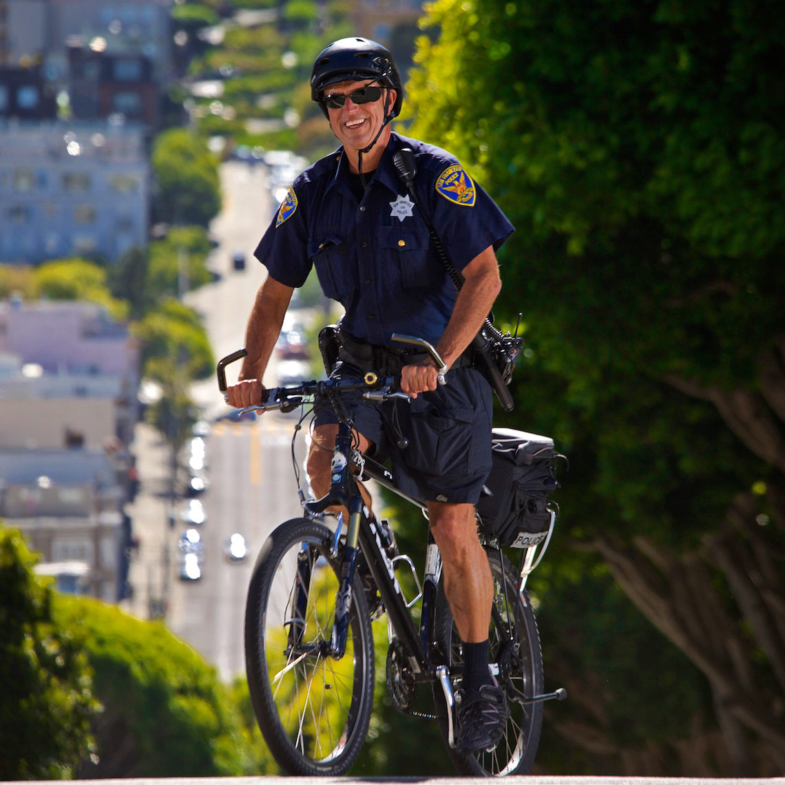Officer Fred Crisp, SFPD, on Lombard Street