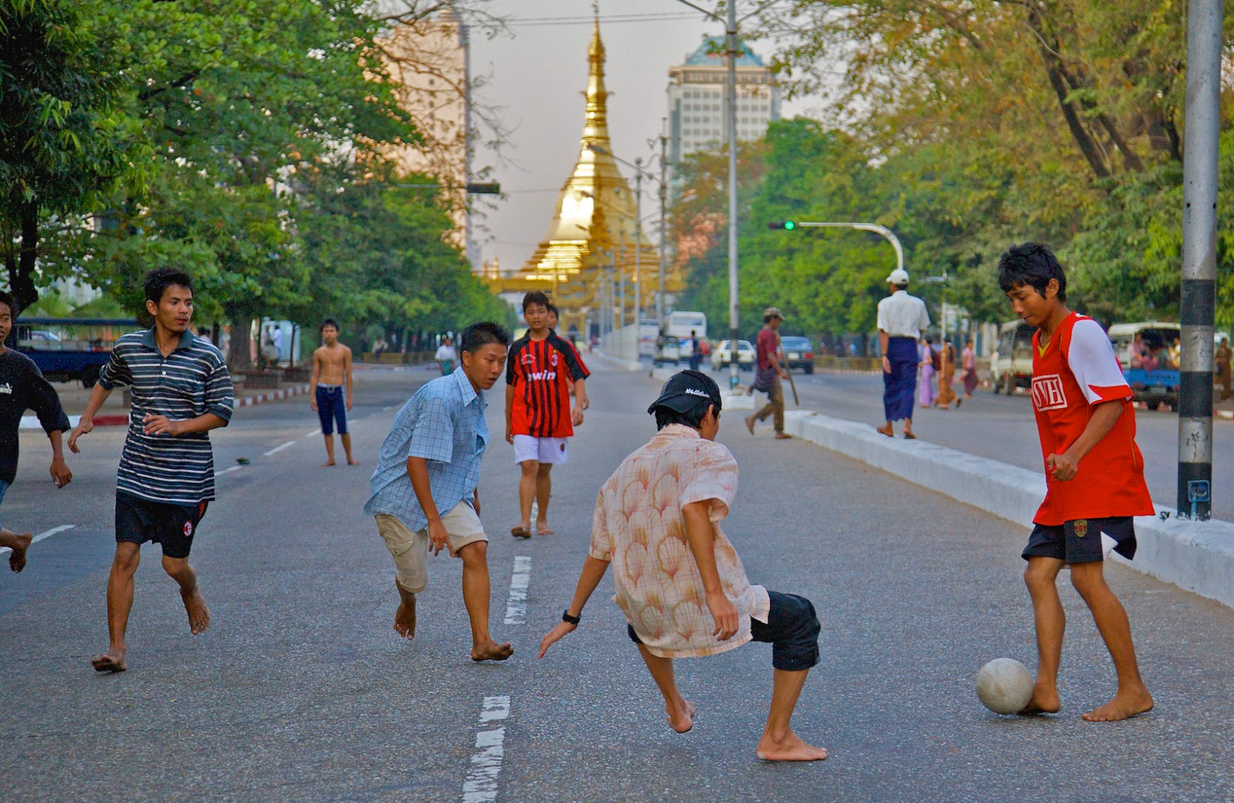 Street Soccer, Sule Road, Rangoon, Burma